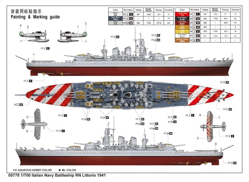 Trumpeter 05778 Italian Navy Battleship RN Littorio 1941 1/700 – Bild 6