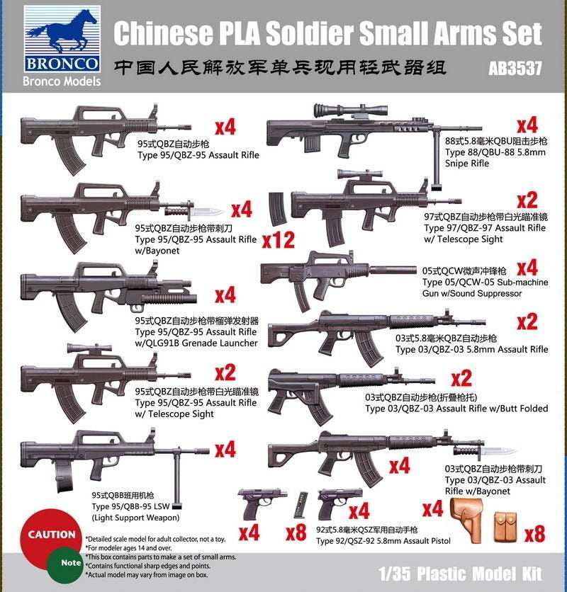 Bronco AB3537 Ensemble d&amp;#39;armes légères pour soldat de l&amp;#39;Armée populaire de libération chinoise 1/35