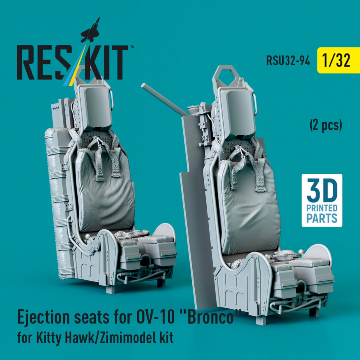 RESKIT RSU32-0094 Ejection seats for OV-10 &amp;quot;Bronco&amp;quot; (2 pcs) for Kitty Hawk/Zimimodel kit (3D Printed) 1/32 – immagine 2