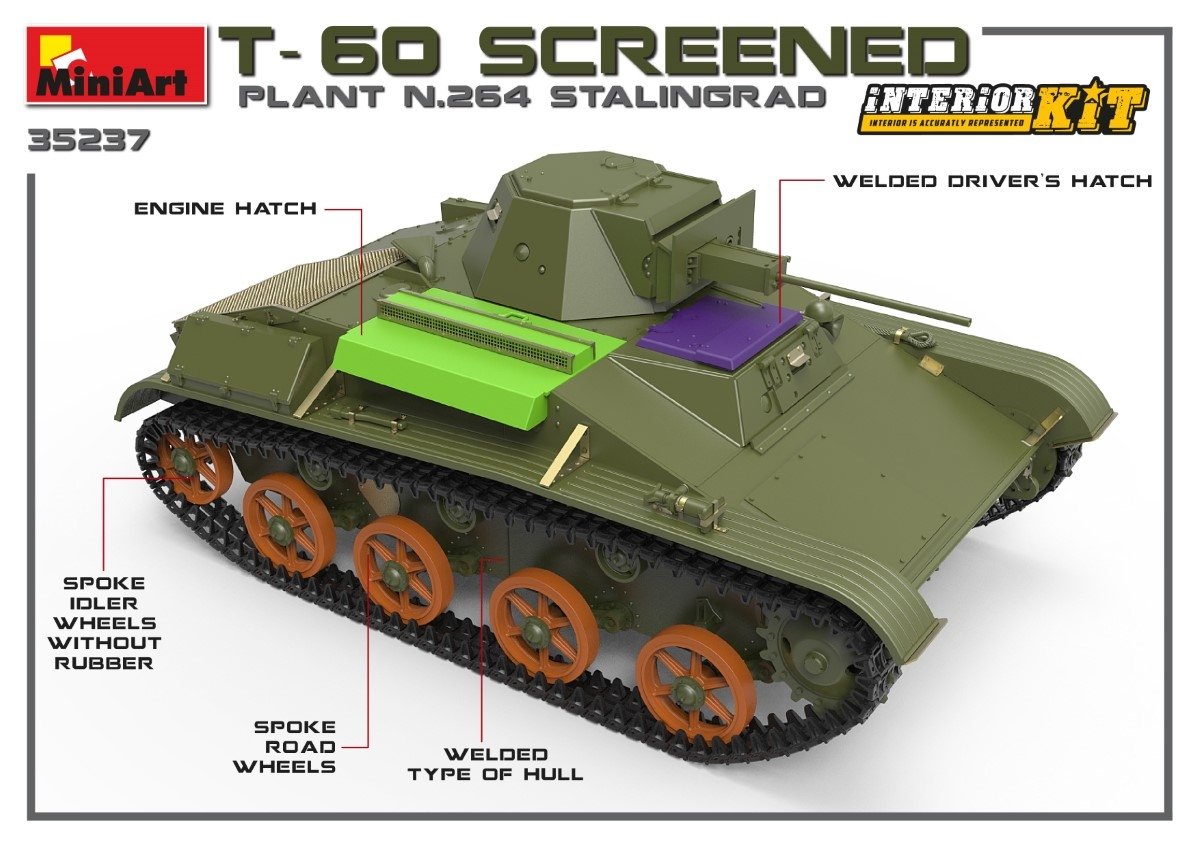 MiniArt 35237 T-60 SCREENED (PLANT NO.264 STALINGRAD) INTERIOR KIT 1/35 – zdjęcie 4