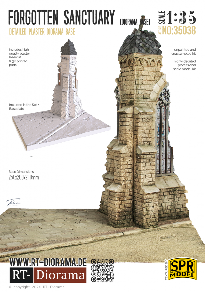 RT-Diorama 35038 Diorama Base: Small Church Corner "Forgotten Sanctuary" 1/35