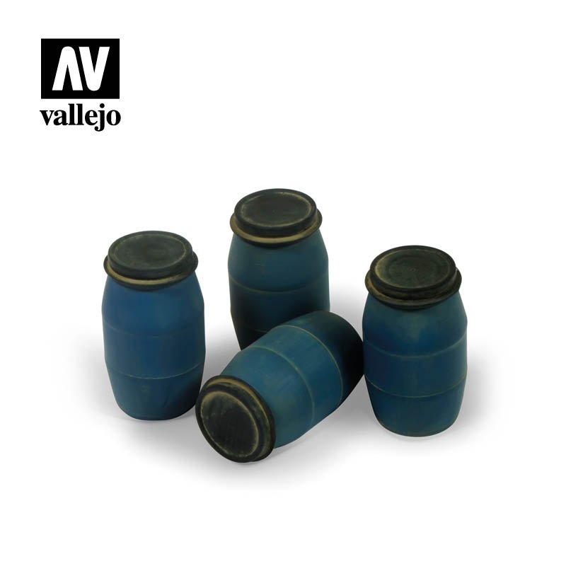 Accessoires pour diorama Vallejo SC210 : fûts en plastique modernes n° 1, échelle 1/35