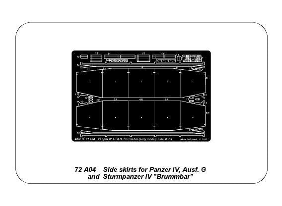Aber 72A04 Osłony boczne do PzKpfw IV, Ausf.G ,wczesny Brummbar / Side skirts for PzKpfw IV, Ausf.G, early Brummbar 1/72 – zdjęcie 3
