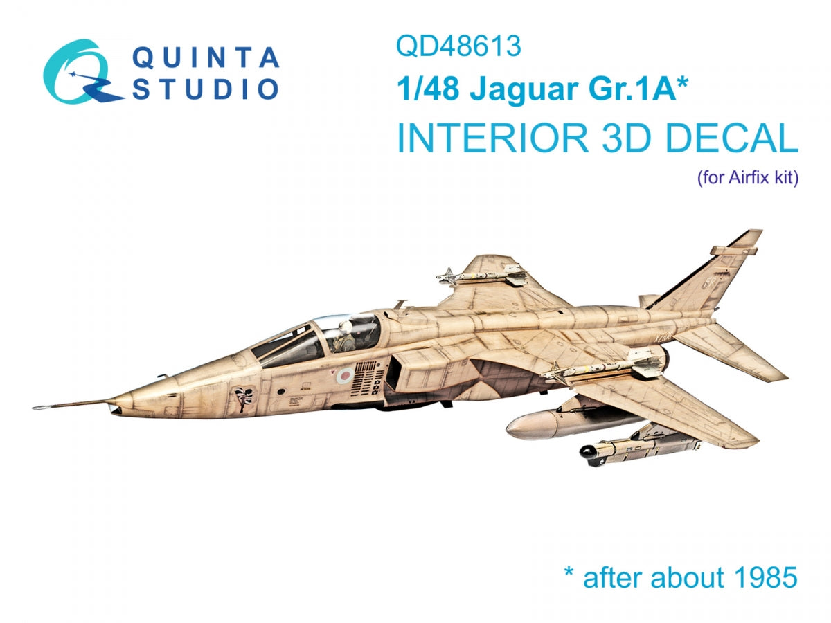 Quinta Studio QD48613 Jaguar Gr.1A 3D-Printed &amp;amp; colored Interior on decal paper (Airfix) 1/48