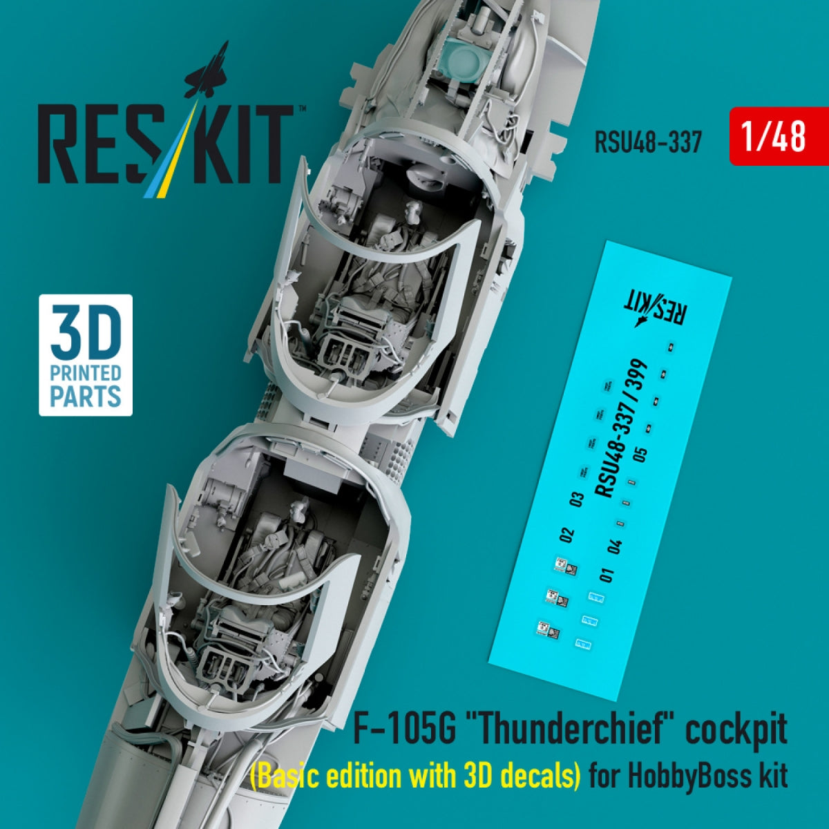 RESKIT RSU48-0337 F-105G &amp;quot;Thunderchief&amp;quot; cockpit (Basic edition with 3D decals) for HobbyBoss kit (3D Printed) 1/48 – Bild 3