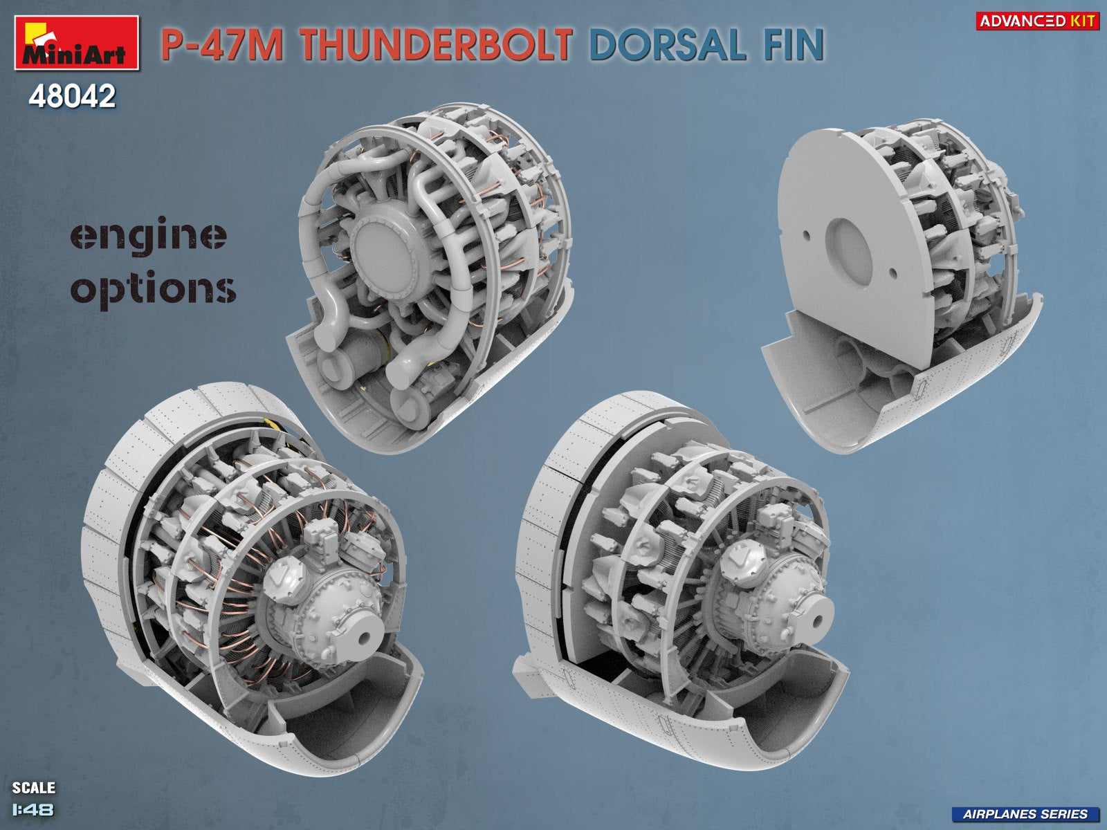 MiniArt 48042 P-47M Thunderbolt Dorsal Fin Advanced Kit 1/48 – imagen 9