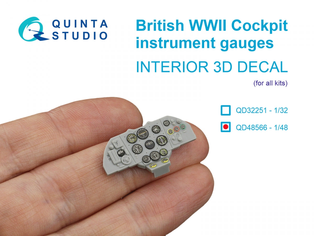 Quinta Studio QD48566 British WWII Cockpit instrument gauges 3D-Printed & coloured Interior on decal paper (All Kits) 1/48