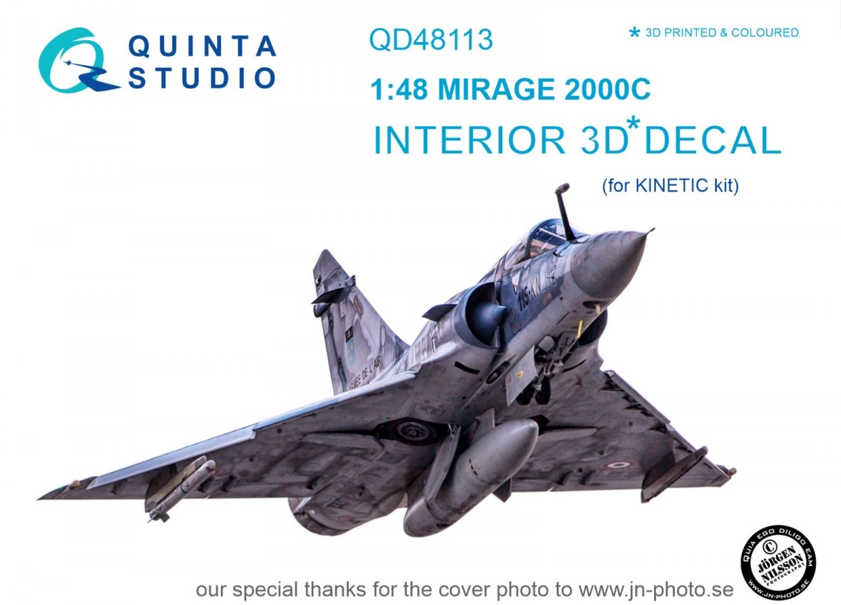 Quinta Studio QD48113 Mirage 2000C 3D-Printed &amp; colored Interior on decal paper (for Kinetic kit) 1/48