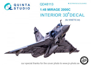 Quinta Studio QD48113 Mirage 2000C 3D-Printed &amp;amp; colored Interior on decal paper (for Kinetic kit) 1/48