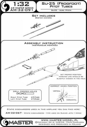 Master AM-32-091 Su-25 (Frogfoot) - Pilot Tubes 1/32 – immagine 4