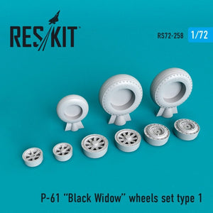RESKIT RS72-0258 Jeu de roues P-61 Black Widow 1/72