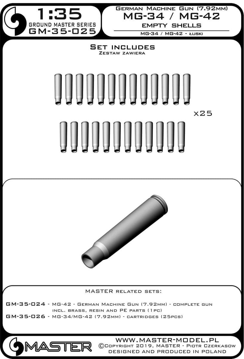 Master GM-35-025 MG-34/MG-42 (7,92 mm) - douilles (25 pièces) 1/35 – image 3