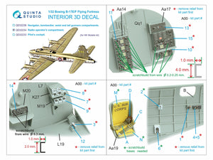 Quinta Studio QD32234 Boeing B-17E/F Radio operator&amp;#39;s compartment. 3D-Printed coloured Interior on decal paper (HK models) 1/32 – Bild 2