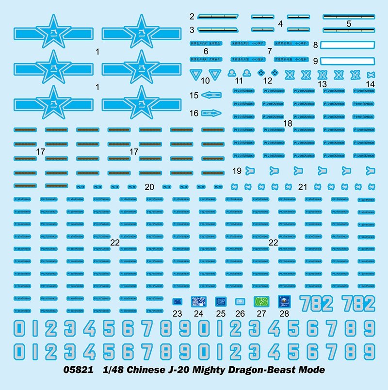 Trumpeter 05821 Chinese J-20 Mighty Dragon-Beast Mode 1/48 – Bild 3