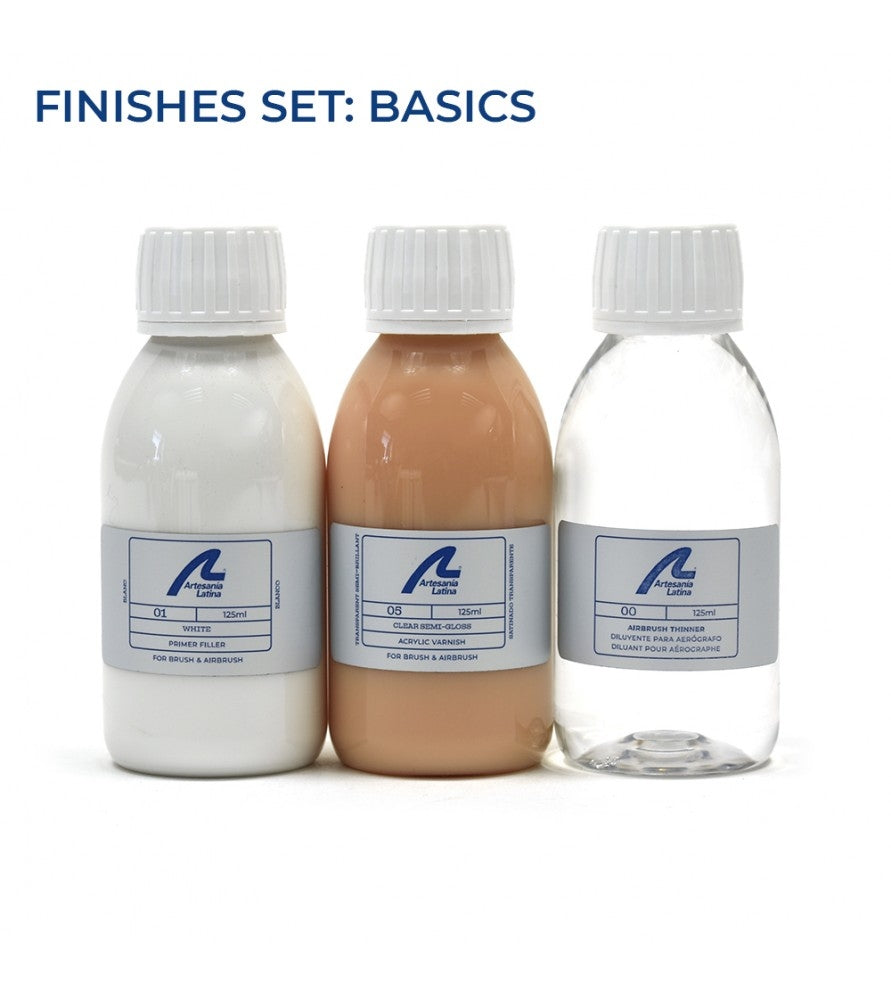 ARTESANIA LATINA 277PACKB1 Zestaw farb: Primer / Semi Gloss Varnish / Airbrush Thinner 3 x 125ml