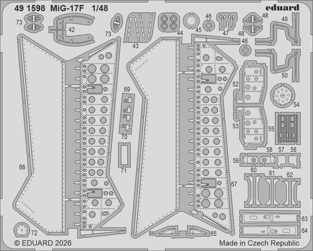 Eduard 491598 MiG-17 F PE Parts for KINETIC 1/48