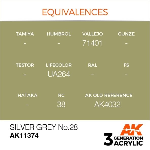 AK Interactive AK11374 Silver Grey No.28 17ml – immagine 3