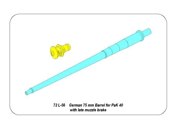 Aber 72L-56 Lufa 75mm do niemieckiej armaty p/panc Pak 40 z późnym hamulcem wylotowym / German 75mm gun barrel for PaK40 with late muzzle brake 1/72 – Bild 7