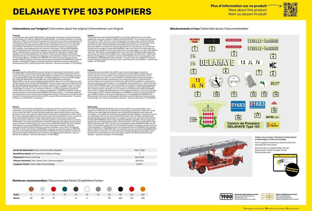 Heller 56780 Delahaye Type 103 Pompiers - Starter Kit 1/24 – Bild 3
