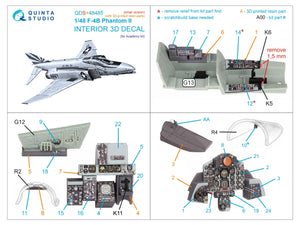 Quinta Studio QDS+48485 F-4B Phantom II 3D-Printed &amp;amp; coloured Interior on decal paper (Academy) (Small version) (with 3D-printed resin parts) 1/48 – Bild 3