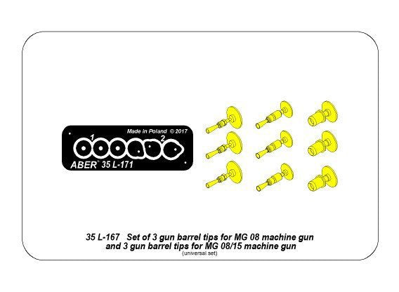 Aber 35L-171 Set of gun barrel tips for MG 08 x3 pcs. And barrel tips for MG 08/15 x 3 pcs. 1/35 – Bild 9