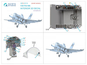 Quinta Studio QDS-32110 F/A-18A 3D-Printed &amp;amp; coloured Interior on decal paper (Academy) (Small version) 1/32 – Bild 6