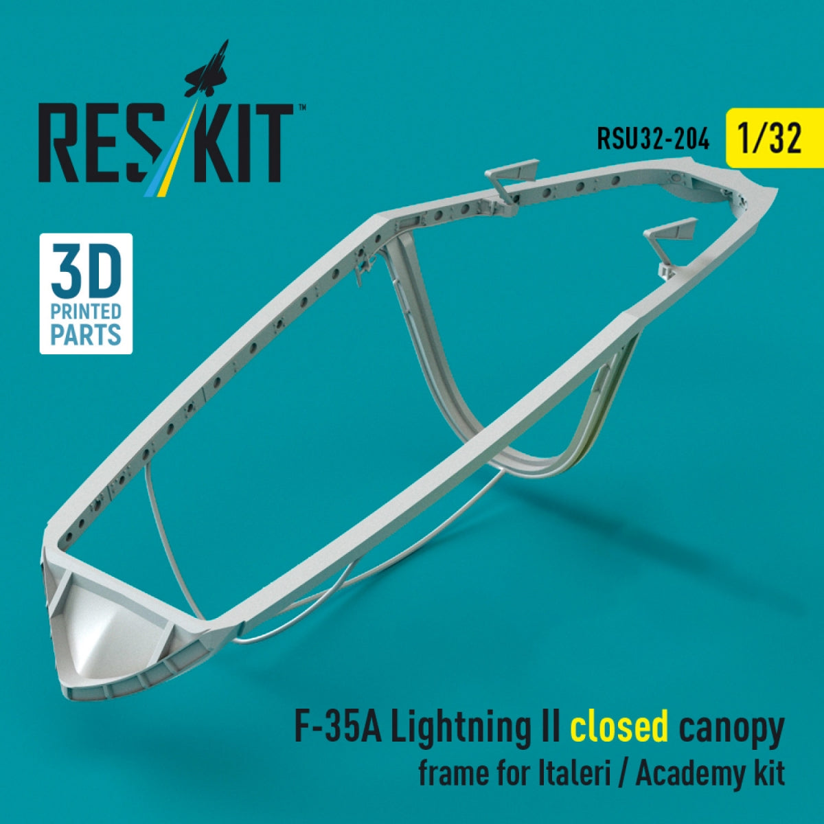 RESKIT RSU32-0204 F-35A Lightning II closed canopy frame for Italeri / Academy kit (3D Printed) 1/32