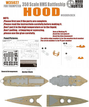 Wood Hunter W35027 Wood deck HMS Hood for Trumpeter 1/350