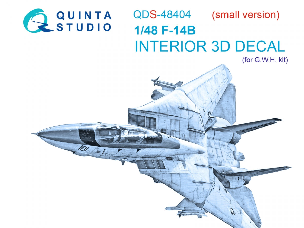 Intérieur imprimé en 3D et coloré pour F-14B de Quinta Studio QDS-48404 sur papier décalcomanie (GWH) (petite version) 1/48
