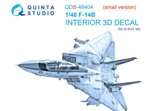 Intérieur imprimé en 3D et coloré pour F-14B de Quinta Studio QDS-48404 sur papier décalcomanie (GWH) (petite version) 1/48