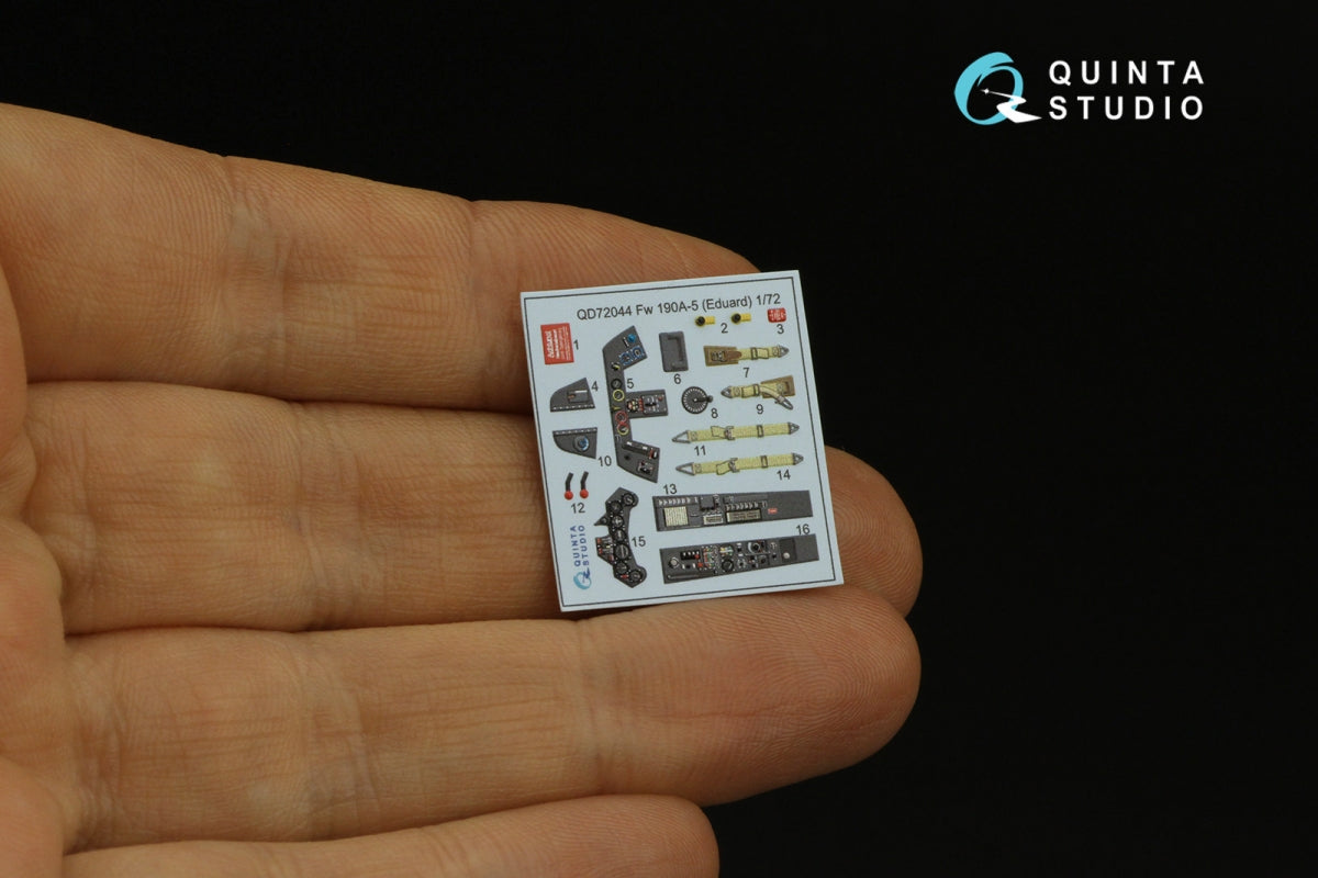 Quinta Studio QD72044 Fw 190A-5 3D-Printed &amp;amp; colored Interior on decal paper (Eduard) 1/72 – image 9