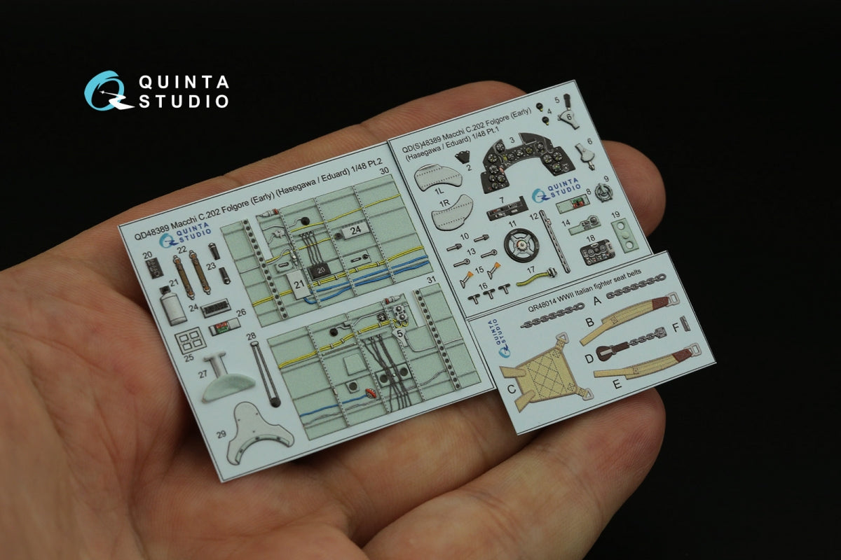 Quinta Studio QD48389 Macchi C.202 Folgore Early 3D-Printed &amp;amp; coloured Interior on decal paper (Hasegawa/Eduard) 1/48 – immagine 3