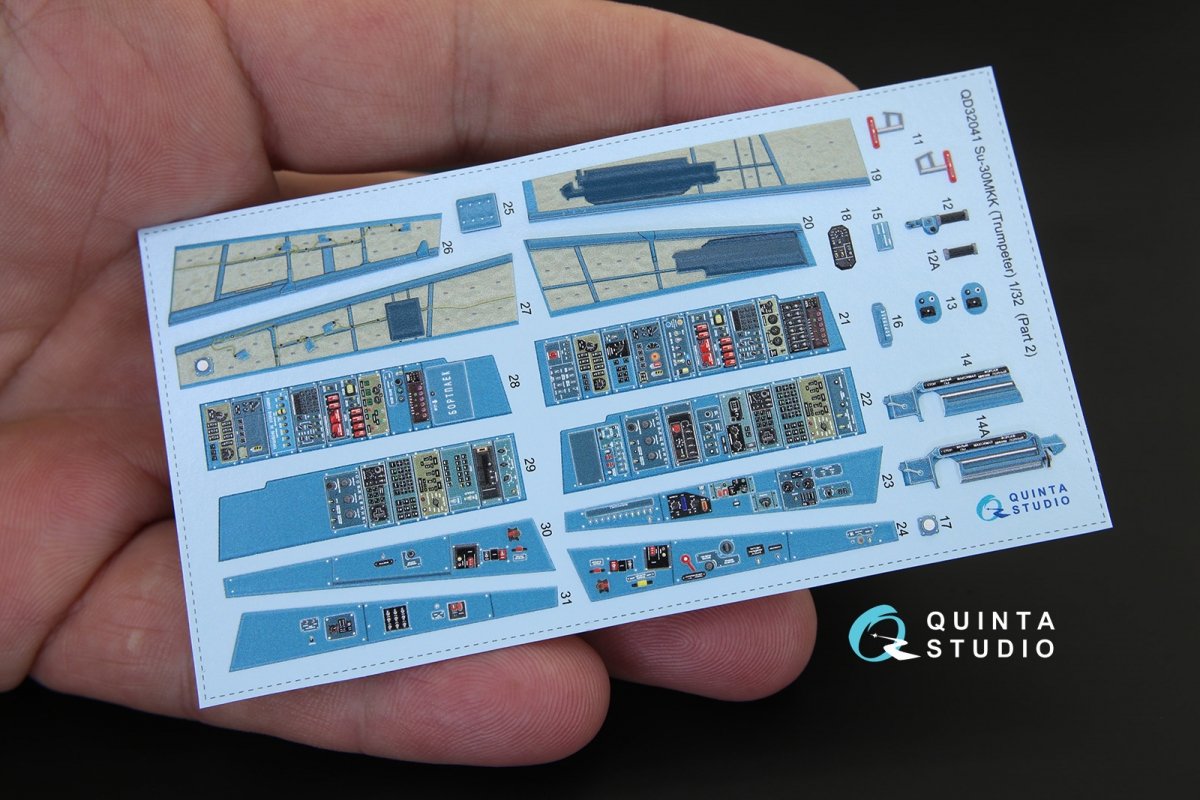 Quinta Studio QD32041 Su-30MKK 3D-Printed &amp;amp; coloured Interior on decal paper (for Trumpeter kit) 1/32 – immagine 5