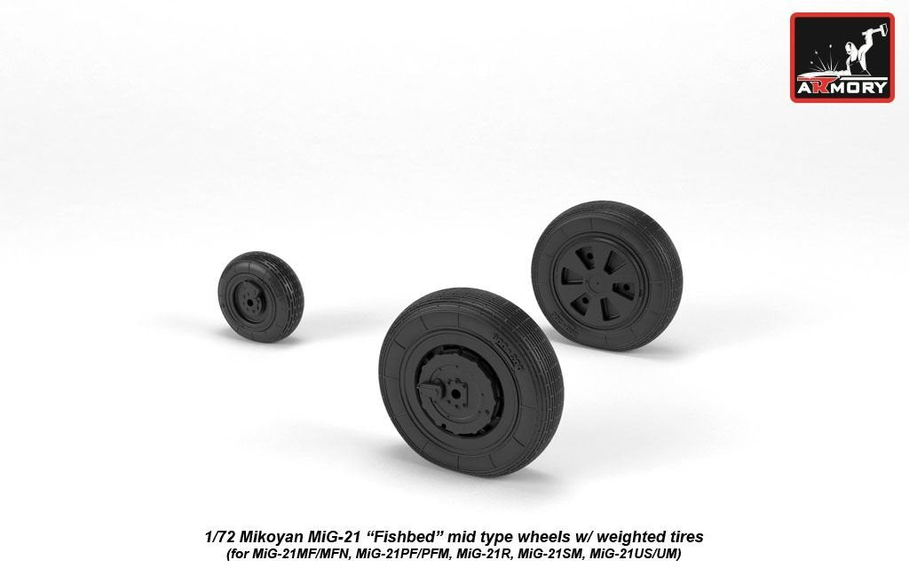 Armory Models AW72049 Mikoyan MiG-21 Fishbed wheels w/ weighted tires, mid 1/72 – Bild 3