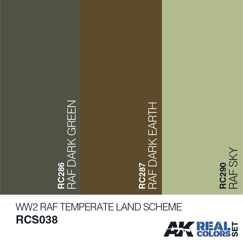 AK Interactive RCS038 RAF TEMPERATE LAND SCHEME 3x10ml – immagine 2