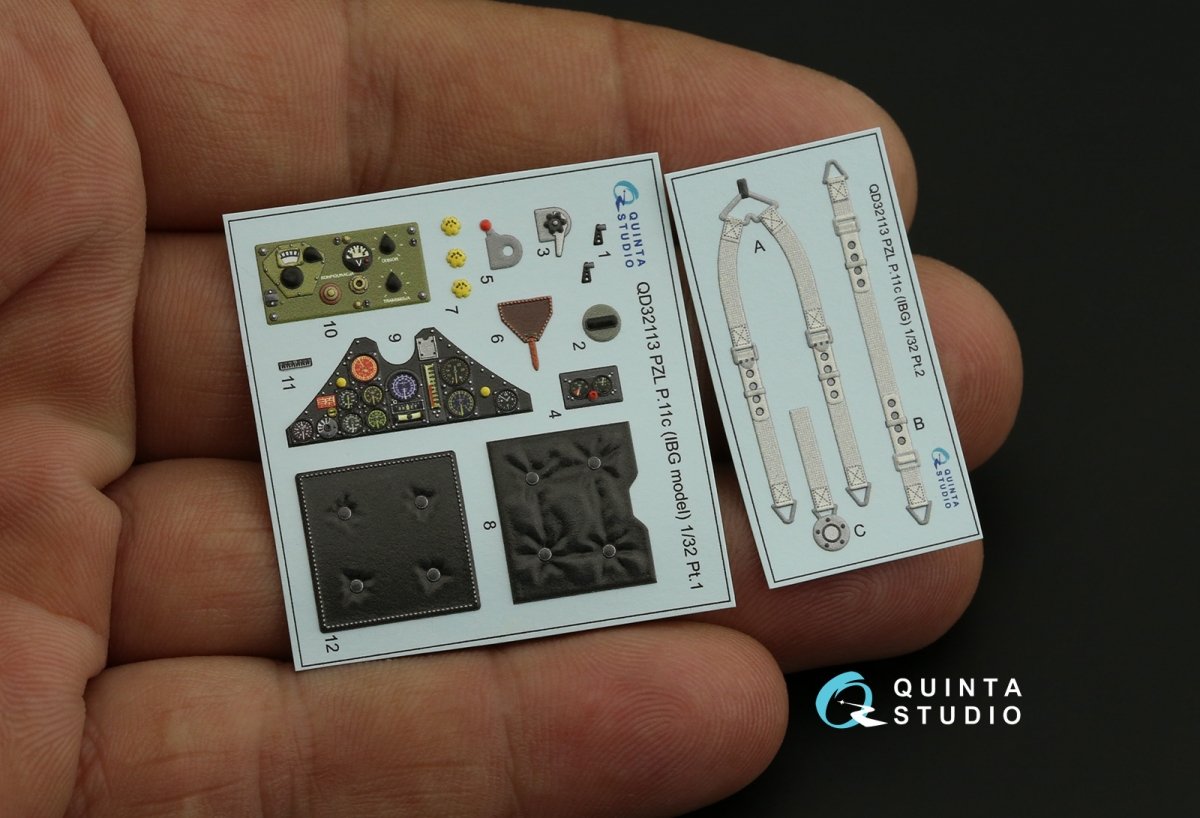 Quinta Studio QD32113 PZL P.11c 3D-Printed &amp;amp; coloured Interior on decal paper (IBG model) 1/32 – Bild 3