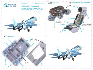 Quinta Studio QD72033 Su-33 Intérieur imprimé et coloré en 3D sur papier décalque (Zvezda) 1/72 – image 5