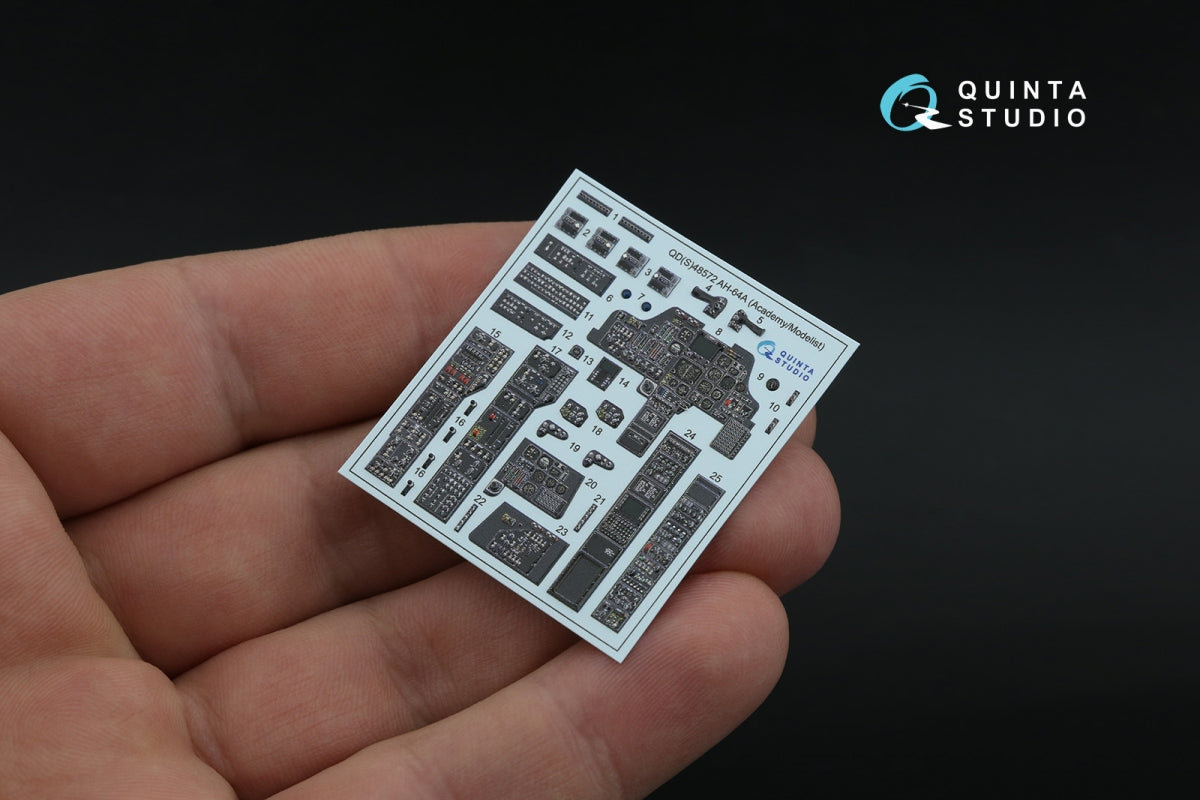 Quinta Studio QD48572 AH-64A 3D-Printed &amp;amp; coloured Interior on decal paper (Academy/Modelist) 1/48 – immagine 2