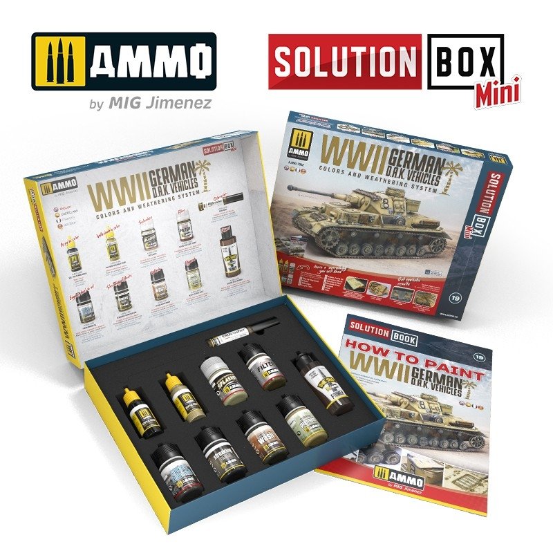AMMO of Mig Jimenez 7902 SOLUTION BOX MINI –WWII German D.A.K. Vehicles – immagine 3