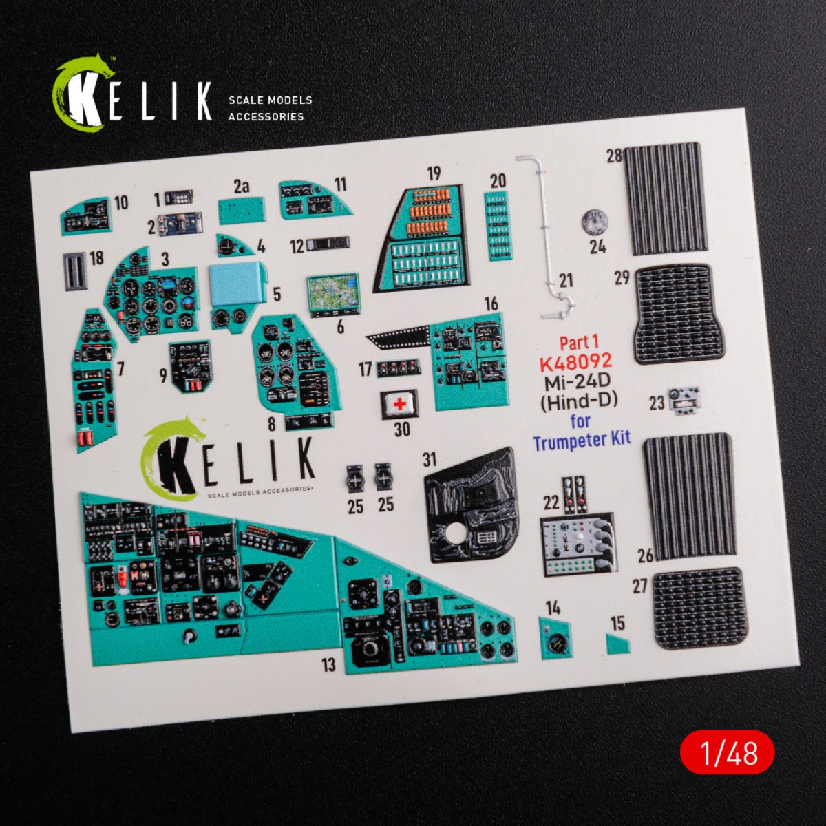KELIK K48092 Mi-24D (Hind-D) interior 3D decals for Trumpeter kit 1/48 – immagine 3