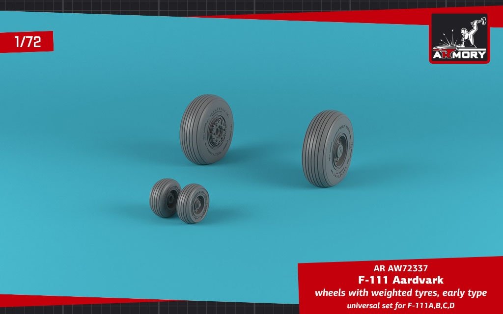 Armory Models AW72337 F-111A/B/C/D Aardvark wheels w/ weighted tires 1/72 – Bild 4