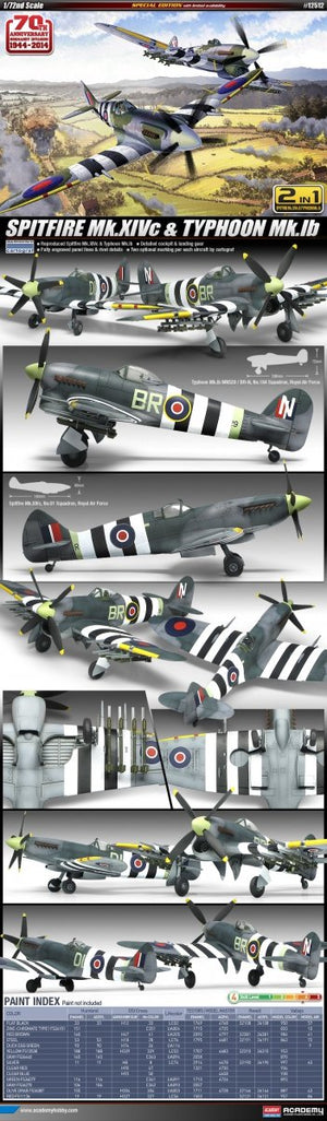 Academy 12512 SPITFIRE Mk.XIVc TYPHOON Mk.Ib 1/72 – immagine 2