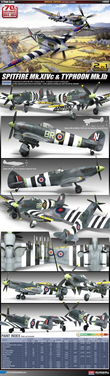 Academy 12512 SPITFIRE Mk.XIVc TYPHOON Mk.Ib 1/72 – immagine 2
