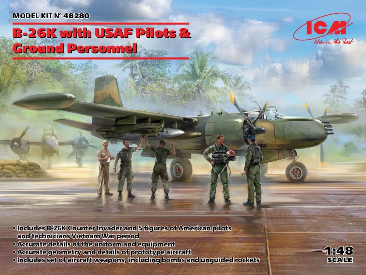 ICM 48280 B-26K with USAF Pilots &amp;amp; Ground Personnel 1/48