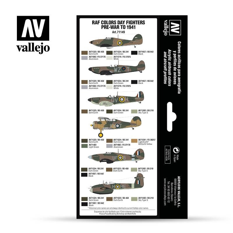 Vallejo 71149 RAF Day Fighters pre-war to 1941 8 x 17 ml – imagen 2