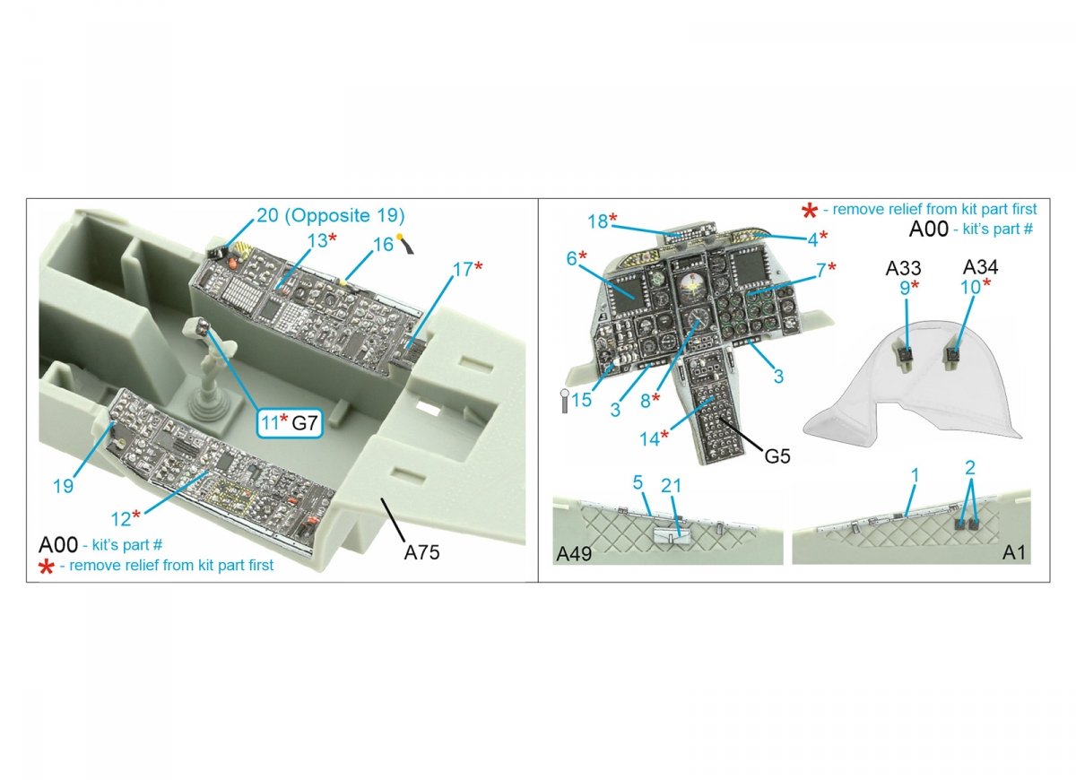 Quinta Studio QDS-48323 A-10C 3D-Printed &amp;amp; coloured Interior on decal paper (Academy) (Small version) 1/48 – zdjęcie 2