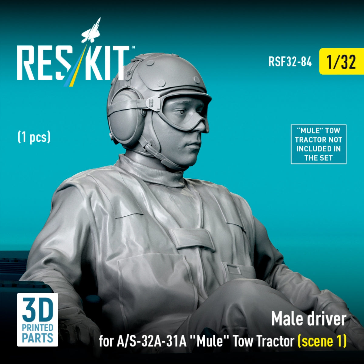 RESKIT RSF32-0084 Male driver for A/S-32A-31A "Mule" Tow Tractor (scene 1) (1 pcs) (3D Printed) 1/32
