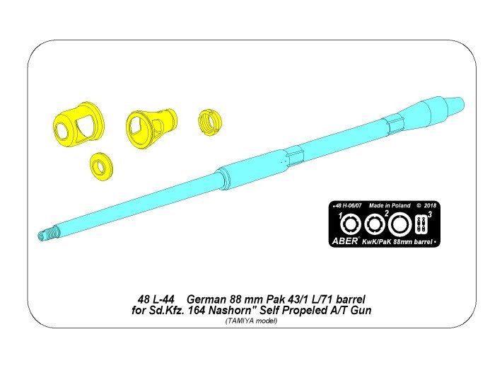 Aber 48L-44 German 88mm Pak 43/1 L/71 barrel for Sd.Kfz.164 &amp;quot;Nashorn&amp;quot; / Lufa Pak 43/1 L/71 88mm do Sd.Kfz.164 &amp;quot;Nashorn&amp;quot; 1/48 – zdjęcie 2