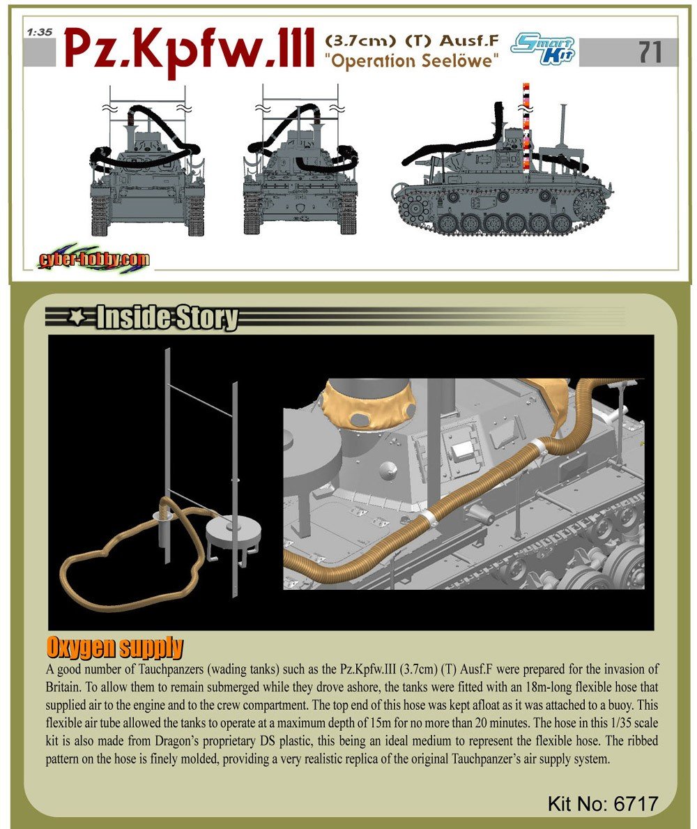 Cyber Hobby 6717 Pz. Kpfw. 111(3.7cm)(T) Ausf. F, Operation Seelowe 1/35 – immagine 2