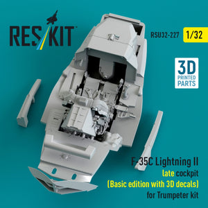 RESKIT RSU32-0227 F-35C Lightning II late cockpit (Basic edition with 3D decals) for Trumpeter kit (3D Printed) 1/32